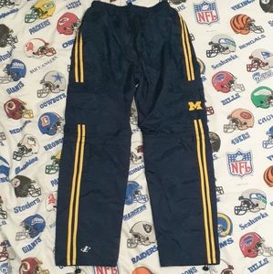 90s Logo Athletic Michigan Wolverines Lined Cargo Nylon Pants / Shorts Vintage